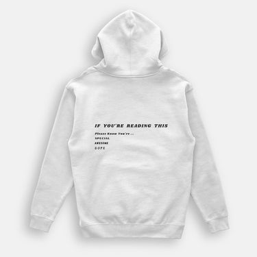 printed letter graphic on the back of oversized hoody