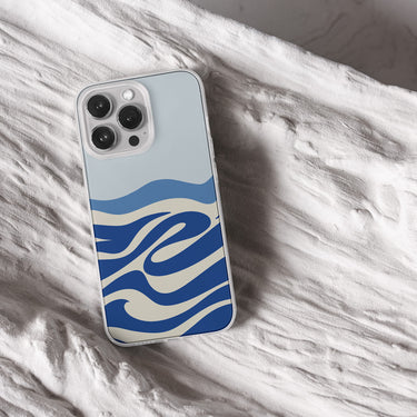 happiness comes in waves blue abstract ocean clear iPhone case