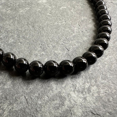 mens black onyx beads necklace 
