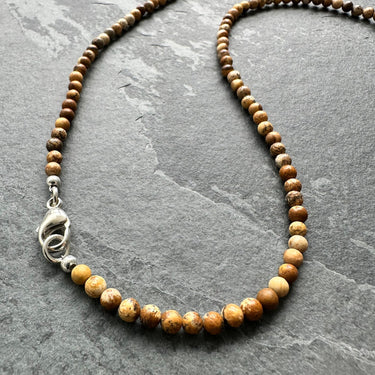 minimalist BEAD NECKLACE WITH PICTURE JASPER