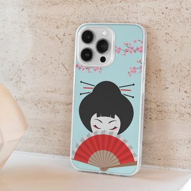 GEISHA and cherry blossom IPHONE CLEAR CASE 14 pro 