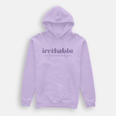 selfceare letter graphic irritable lavender hoody kangaroo pocket