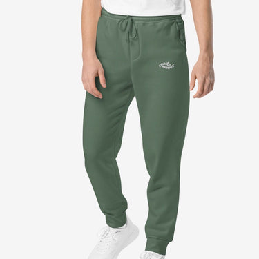 model wearing pigment alpine green READY NEVER CALI WASH JOGGERS