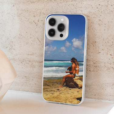 beach bum surf girls sandy hair clear iPhone case