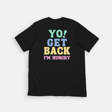 black tee with funny saying 