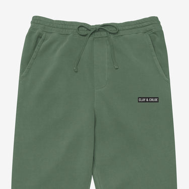 elasticated and drawstring alpine green CLAY & CHLOE CALI WASH JOGGERS