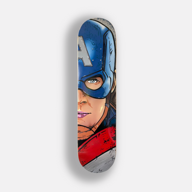captain America hand drawn and painted skate board wall art