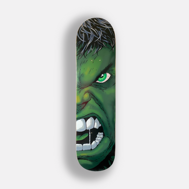 Hulk hand painted on skateboard for wall art