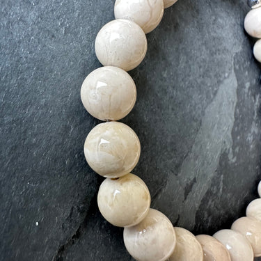 closeup view of NATURAL FOSSIL JASPER BEAD BRACELET