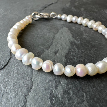bottom view of FRESHWATER PEARL BEAD BRACELET handcrafted for men
