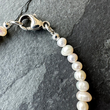 sterling silver lobster clasp FRESHWATER PEARL BEAD BRACELET handcrafted for men