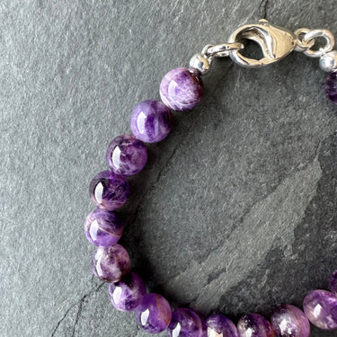 sterling silver clasp with 8mm amethyst bead bracelet