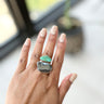 TURQUOISE and HEMATITE RING handmade sterling silver ring