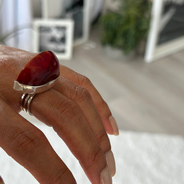 AFRICAN CHERRY AMBER FLAT RING