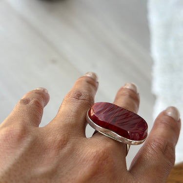AFRICAN CHERRY AMBER FLAT RING