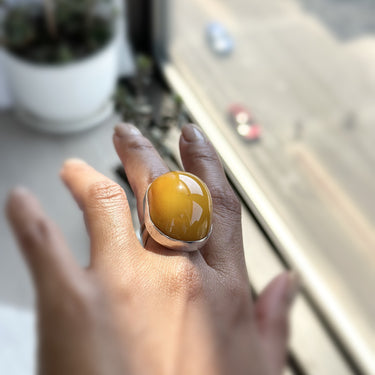 sterling silver and african amber ring for women