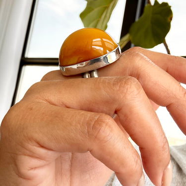 sterling silver and african amber ring hand made