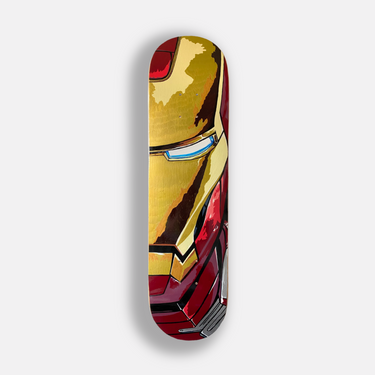 Iron man hand painted on skateboard for wall art