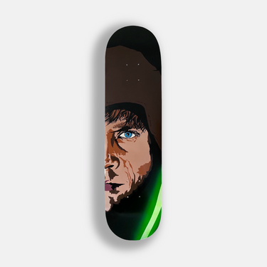 Luke Skywalker Star Wars hand painted on skateboard for wall art