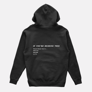 affirmation paragraph on the back of hoody for women