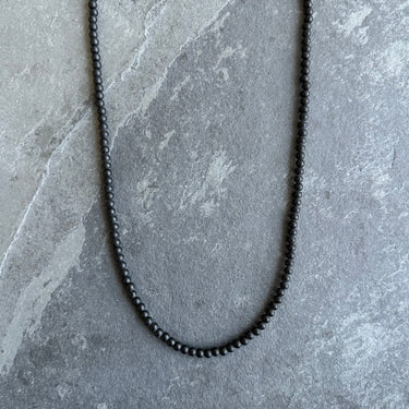 4mm BEAD NECKLACE WITH BLACK ONYX