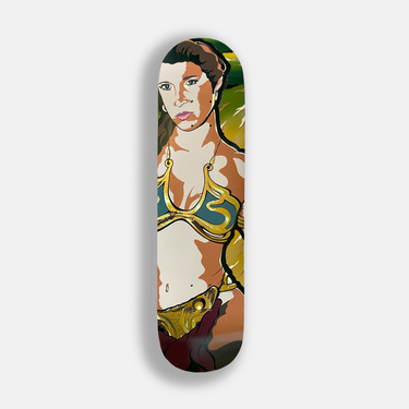 Princess Leia inspired Star Wars hand painted on skateboard for wall art