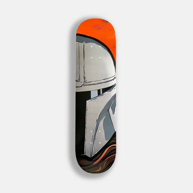 the mandalorian hand painted on skateboard for wall art