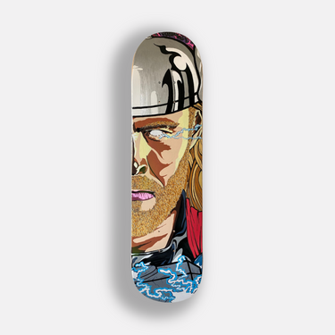 Thor hand painted on skateboard for wall art