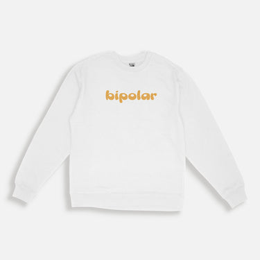 bipolar across the front of a crewneck sweatshirt