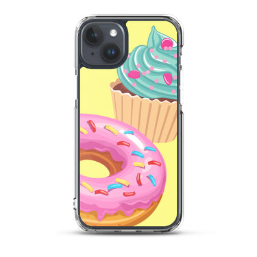 bright colorful donut and cupcake clear iPhone 14 clear case