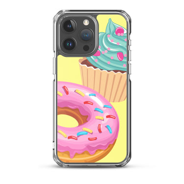 bright colorful donut and cupcake clear iPhone 14 pro clear case