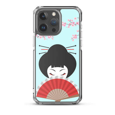 GEISHA and cherry blossom IPHONE CLEAR CASE 15 pro