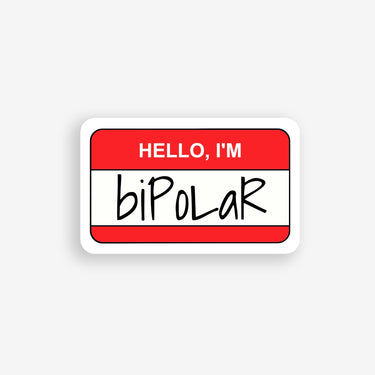 hello I'm bipolar name tag sticker, mental health awareness