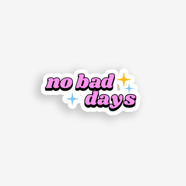 no bad days sticker with yellow and blue sparkle