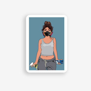 feminine sticker with blue background 