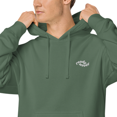 alpine green READY NEVER logo HOODIE 