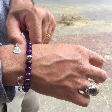 mens fashion jewelry amethyst beads bracelet 