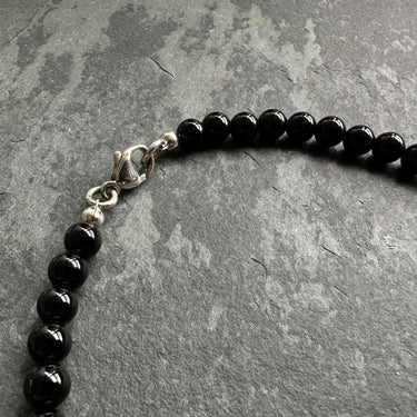 BEAD NECKLACE WITH BLACK ONYX with sterling silver lobster clasp