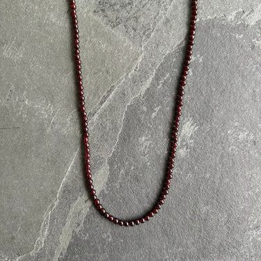 4mm BEAD NECKLACE WITH GARNET