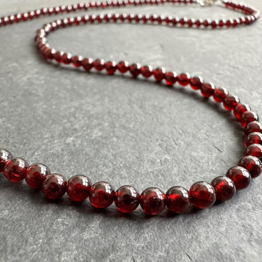 deep red granet beads necklace for men