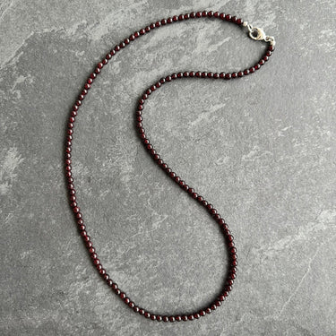 4mm BEAD NECKLACE WITH GARNET for minimal styel