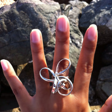 unique wearable art sterling silver wire wrap ring