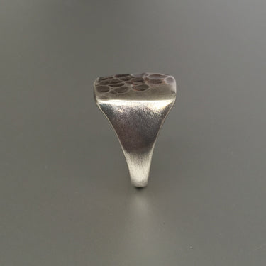 shiny, smooth signet ring for men hammered distress shiny ring textured 