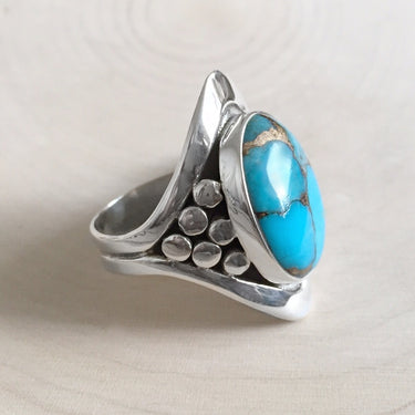 limited edition turquoise shield ring for men