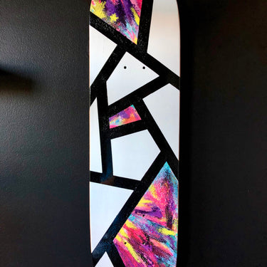hand painted cosmic inspired skateboard wall art