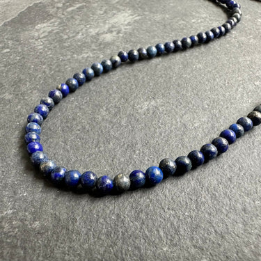 BEAD NECKLACE WITH blues and grays LAPIS LAZULI