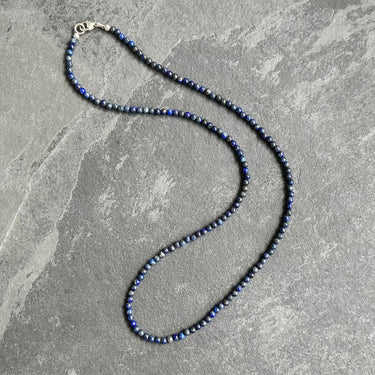 lapis lazuli mens bead necklace for minimalist style