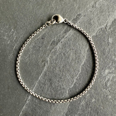 minimalist STERLING SILVER BOX CHAIN BRACELET for men jewelry