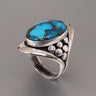 Turquoise stone infused with copper Sterling silver  21mm x 28mm mens ring