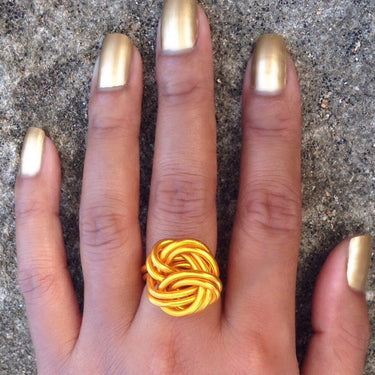 Gold anodized aluminum wire wrap ring.